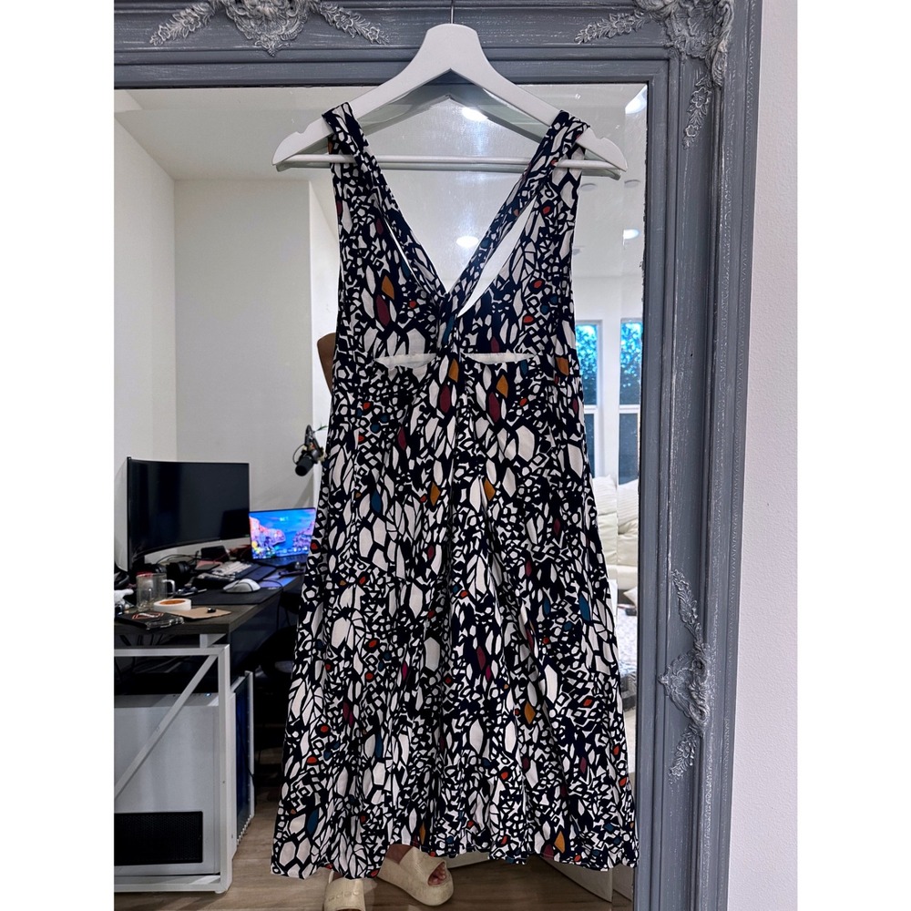 Edme & Esyllte Anthropologie Navy Chroma Mosaic Halter Mini Dress Twisted Back M - Picture 6 of 9